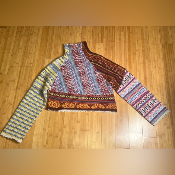 Rag & Bone Women’s  Distressed Hollis Fair-Isle High-Neck Wool BLD Sweater|Sz:S - Picture 7 of 16